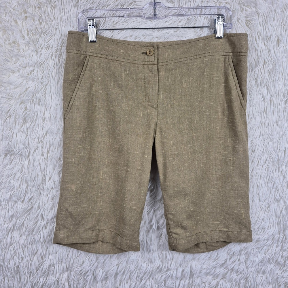 Missoni Tan Linen Bermuda Shorts Made in Italy Women Size 8 Khaki Slub Texture